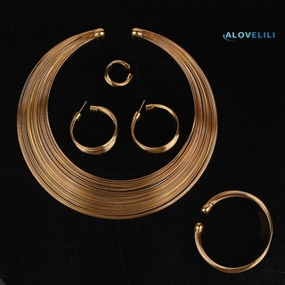 alovelili 4 unids/set exótico nigeriano círculo nupcial collar pendientes pulsera anillo joyería