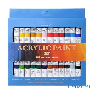 Iglesia 24 colores pinturas acrílicas conjunto de 12 ml tubos dibujo pintura pigmento pintado a mano pintura de pared para artista DIY