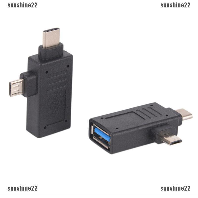 Sun22❤❤Adaptador USB 3.1 2 en 1 tipo C&Micro USB a USB 3.0/2.0 hembra OTG Conve (1)