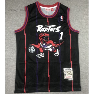 1998-99 NBA men’s Toronto Raptors #1 Tracy McGrady Vintage embroidery basketball jerseys jersey Black dragon