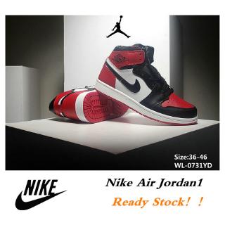 Nike Air Jordan AJ1 Nike zapatos de baloncesto Nike deporte zapatos Kasut Nike Unisex zapatos negro rojo