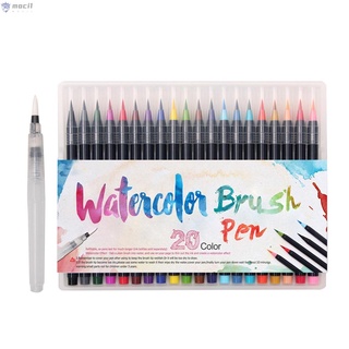 20 Color Pen Brush Set Premium Painting Soft Tip Markers Refillable Watercolor Art Pens
