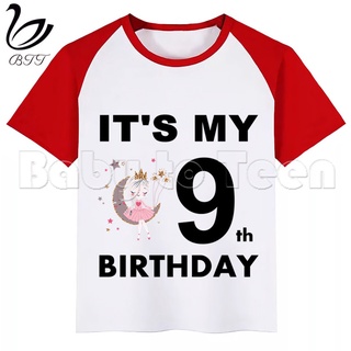 Encantadora linda niña princesa cumpleaños camiseta para niñas de dibujos animados divertido cumpleaños niñas cumpleaños camisetas niña ropa fiesta camisetas