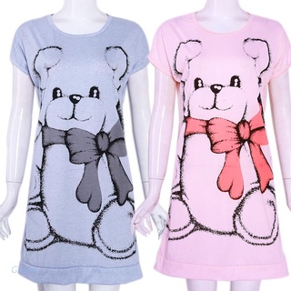 gssyy verano de las mujeres camisones de manga corta vestido lindo de dibujos animados oso impreso ropa de dormir