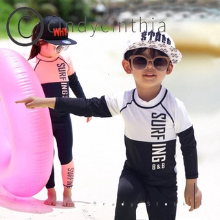Niños niño traje de baño de dibujos animados Tops + pantalones 2 piezas trajes de baño traje de playa surf de manga larga de secado rápido bebé niño trajes de baño (1)