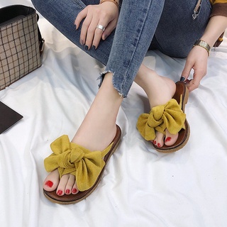 2020 chanclas mujer verano moda desgaste pajarita férula zapatillas versión coreana lindo tendón de vacuno de fondo plano del dedo del pie antideslizante sandalias