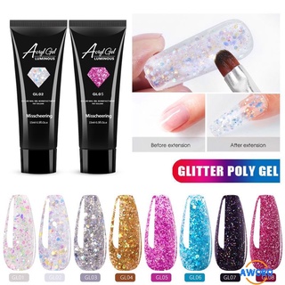 Poly Builder Gel DIY Kit Jelly Crystal Nail Art Quick Extension Glitter AWORO
