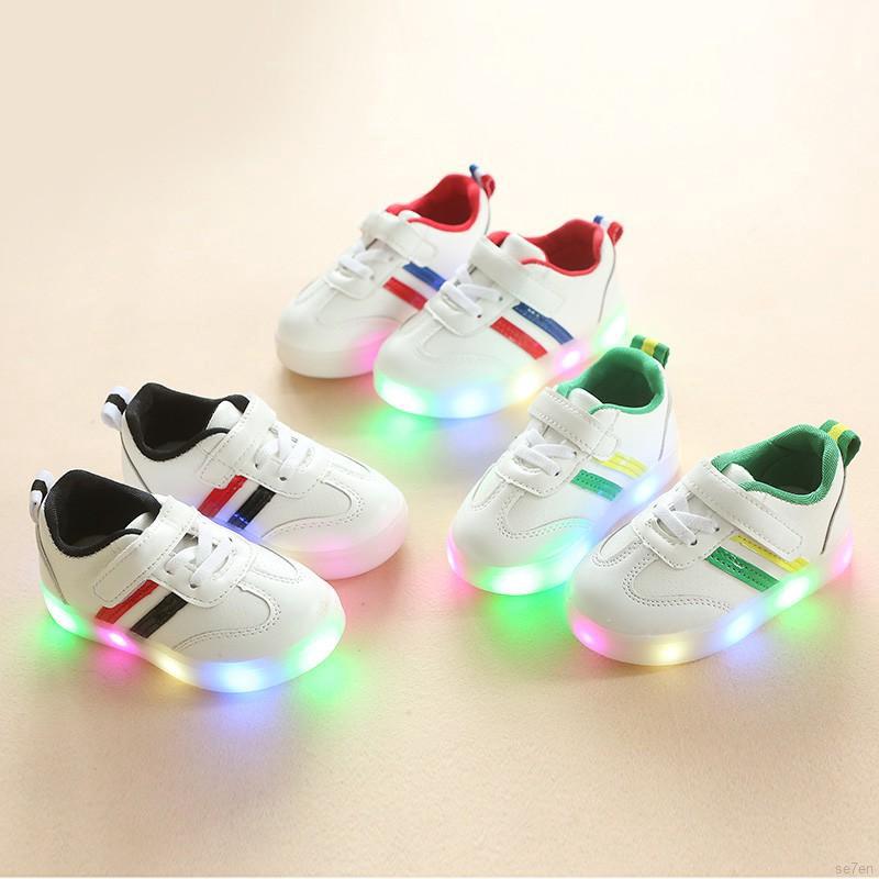 moda niños bebé niños niñas luces led velcro colorido transpirable zapatos planos