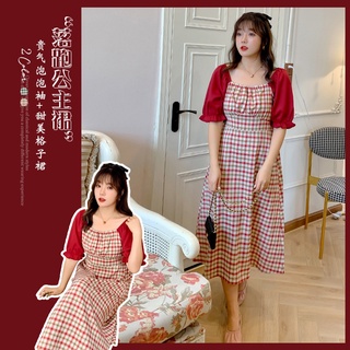 Maijed XL-4XL Retro a cuadros Sexy vestido de gran tamaño de verano de las mujeres de gasa de manga corta vestidos de cuadros más el tamaño