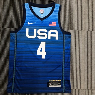 bradley beal no. 4 2021 juegos olímpicos usa usa equipo azul baloncesto seda caliente prensa versión