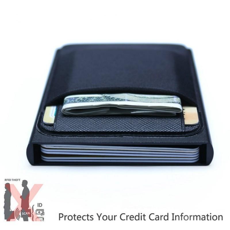titular de la tarjeta de identificación de metal cartera automática tarjeta de crédito purs