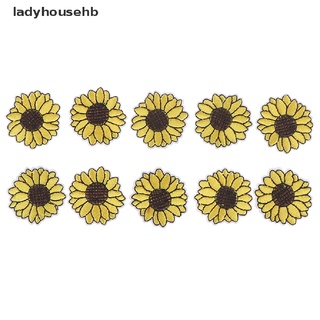Ladyhousehb 10Pcs Yellow Sunflower Patches Iron on Patch Embroidered Applique Sewing Craft hot sell
