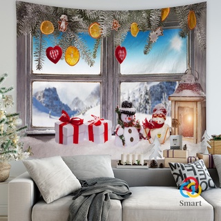 Christmas Tapestry Hanging Polyester Large Size Christmas Elements Wall Decal Themed Ornament for Room Bar New (6)