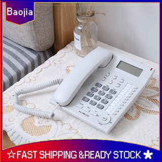 Baojia identificador de llamadas pantalla LCD teléfono fijo con cable teléfono en casa oficina teléfono fijo con soporte -