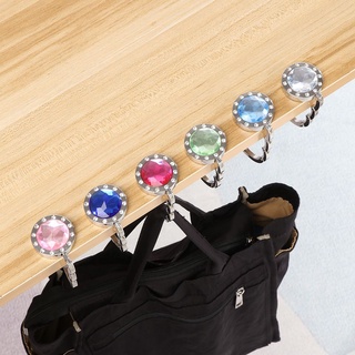 TURNWARD 2PCS Travel Purse Hook Metal Handbag Hanger Bag Holder Table Clasp Desk Hooks Portable Table Hanger Diamond Folding (9)