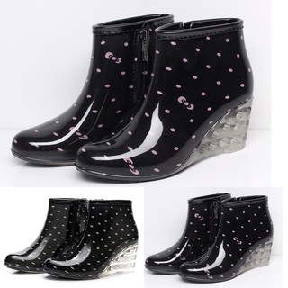 HN botas de lluvia para mujer cuñas de tubo corto botas de lluvia antideslizantes impermeables zapatos de agua