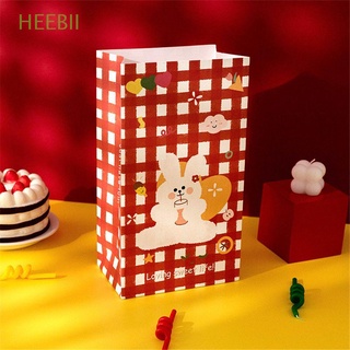 heebii 6pcs almacenamiento de galletas bolsa de caramelo coreano lindo de dibujos animados bolsa de papel mini snack bolsa de embalaje con pegatinas color oso cuadros regalo embalaje