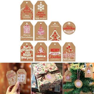 TENGXUNN DIY Christmas Tag Christmas Tree Gift Wrapping Hang Tags Party Cards Elk Santa Claus Kraft Paper Xmas Decoration Wrapping Supplies Christmas Labels (6)