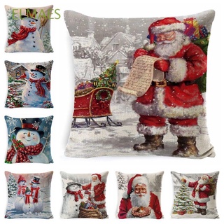 elmaes 45x45cm fundas de cojín árbol de navidad hogar sofá decoración funda de almohada santa claus muñeco de nieve impreso sofá ciervo feliz navidad decoraciones