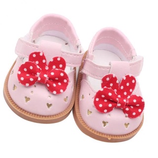 2xCute PU Leather Shoes Bowknot Shoes for 18\\\" Dolls Accs Pink (1)