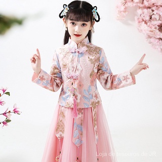 traje de dos piezas estilo chino de primavera y otoño para niña