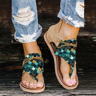 [QSDALEN] mujeres verano pescado escalas impresión cremallera zapatos playa dedo del pie abierto sandalias transpirables