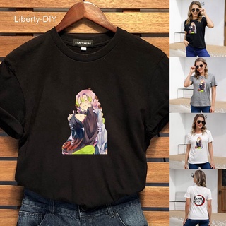 Liberty Demon Slayer mujer manga corta camiseta de doble cara Unisex Tubular cuello redondo camiseta