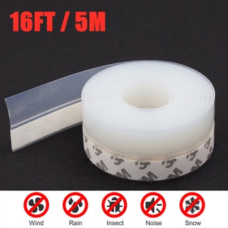 16FT 5M Door Seal Strip Weather Stripping Adhesive Silicone Windows Bottom Stopper Sealing Strip 25MM/35MM AQUIVER