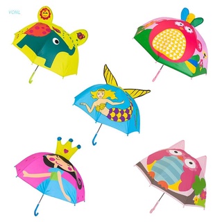 Vonl lindo de dibujos animados de los niños paraguas de animación creativa de mango largo 3D oreja modelado de los niños paraguas para niños niñas