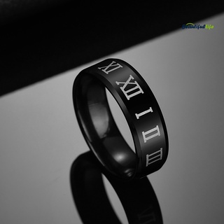 Beautifullife anillo de dedo de lujo de la joyería de acero inoxidable número romano impresión de los hombres banda para el baile