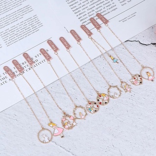 MARYELLEN 23cm Pendant Bookmark School Supply Pagination Mark Metal Bookmark Alloy Chain Office Marker of Page Student Gifts Book Clips Book Tag Peach Heart (8)