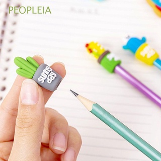 peopleia 3 unids/pack extensor de lápiz escolar suave pluma agarre papelería protección gorra lindo silicona dibujos animados lápices suministros de escritura