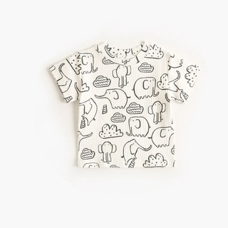 Bb bebé manga corta camiseta Top pantalones cortos de dibujos animados Animal impresión verano Outsuit (4)