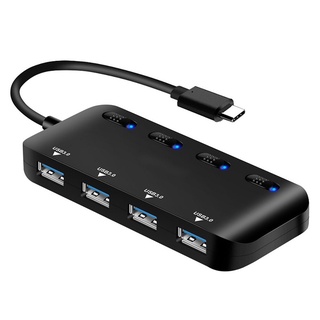 HALLEY MultiPort Splitter USB 3.0 Computer Accessories USB Hubs External Distributor LED Light Type C Computer Peripherals 4 Port with Switch Hub Adapter/Multicolor (2)