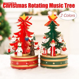 {mornins} 2020 navidad nueva caja de música de alta gama campana árbol giratorio decoración de madera regalo PPE (1)