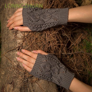 LONNGZHUAN Stylish Winter Gloves Short Faux Wool Mittens Fingerless Gloves Women Arm Crochet Knitting Warm Hand Warmer/Multicolor
