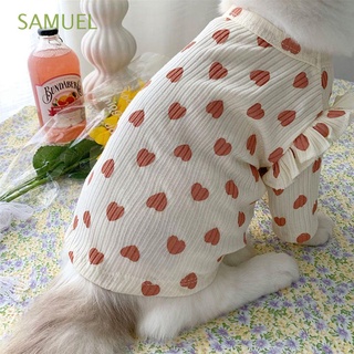 samuel 1 pieza ropa de gato de algodón perro suéter gato trajes chaqueta para mascotas fácil de poner/apagado corazón impresión disfraces de perro suave multi-tamaños ropa de perro/multicolor