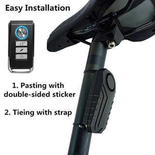 113db inalámbrico antirrobo vibración motocicleta bicicleta impermeable seguridad bicicleta alarma con mando a distancia (4)