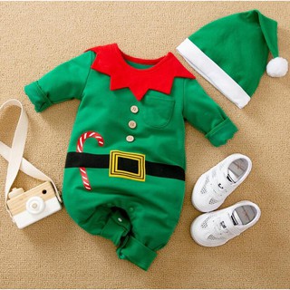 Navidad baju ropa de bebé mameluco +sombrero conjunto niños niñas niños rojo santa disfraz (3)