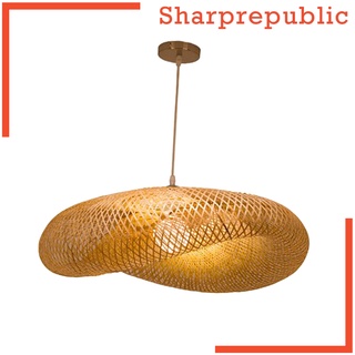 [Sharprepublic] lámpara de araña de bambú Vintage colgante de luz de mimbre iluminación para decoración del hogar
