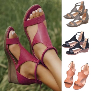 andfindgi mujeres correa de tobillo abierto dedo del pie t-correa sandalias de cuña zapatos de caminar calzado para uso diario