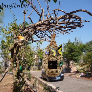 Cesta tejida a mano pequeño árbol colgante casas de pájaros colibrí nido casa nido pájaro escondite jaula para gorrión