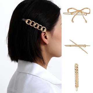 {oplebes} moda mujeres bowknot cadena horquilla clip de pelo lateral flequillos barrette accesorio