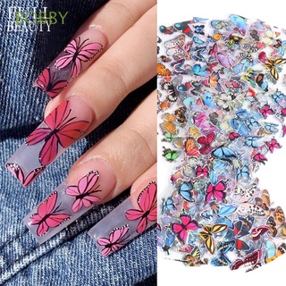 BOBBY 10pcs Transfer Foils Nail Stickers Nail Art Tips Butterfly Nail Foils Adhesive Sticker Manicure Tools Starry Paper Holographic Laser
