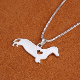 SUBEI collar con colgante de plata para perro/collar Dachshund Charm/cachorro/Unisex/corazón hueco (3)