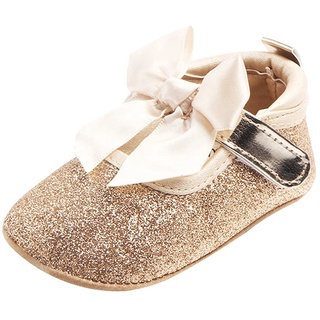 brillante bebé antideslizante niña bowknot princesa zapatos - oro, 6-12 meses (3)