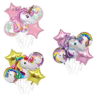 5 pzas globos de cumpleaños unicornio/suministros de fiesta temática arco iris/decoraciones de fiesta de cumpleaños/juego de globos de helio
