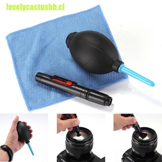[lovelycactus] 3 en 1 lente limpiador de polvo pluma soplador Kit de tela para cámara Dslr Vcr