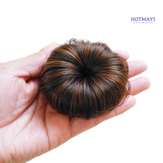 hotmay niños niñas pelo bun extensión peluca peluca ondulado rizado desordenado donut chignons (6)