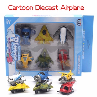 Avión de bolsillo Diecast avión de dibujos animados 6pcs en Pack Diecast aleación avión modelo juguetes Diecast modelo de juguete avión